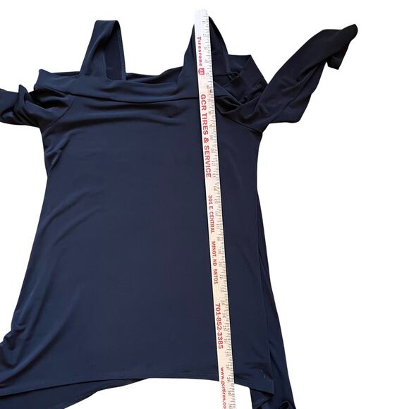 Clara Sun Woo Top Tunic Size Small Black Stretch Knit Lagenlook Artsy Travel - Picture 7 of 8